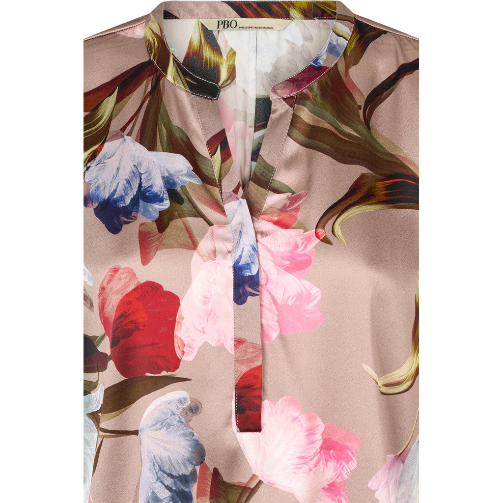 PBO Blaine Top Blomstret Multi Color Rød