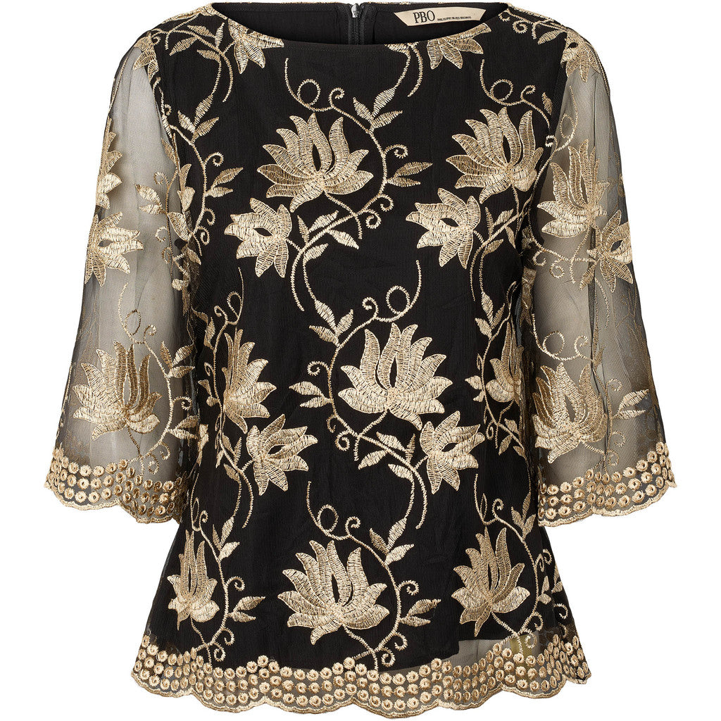 PBO Aila Bluse Blomster Sort