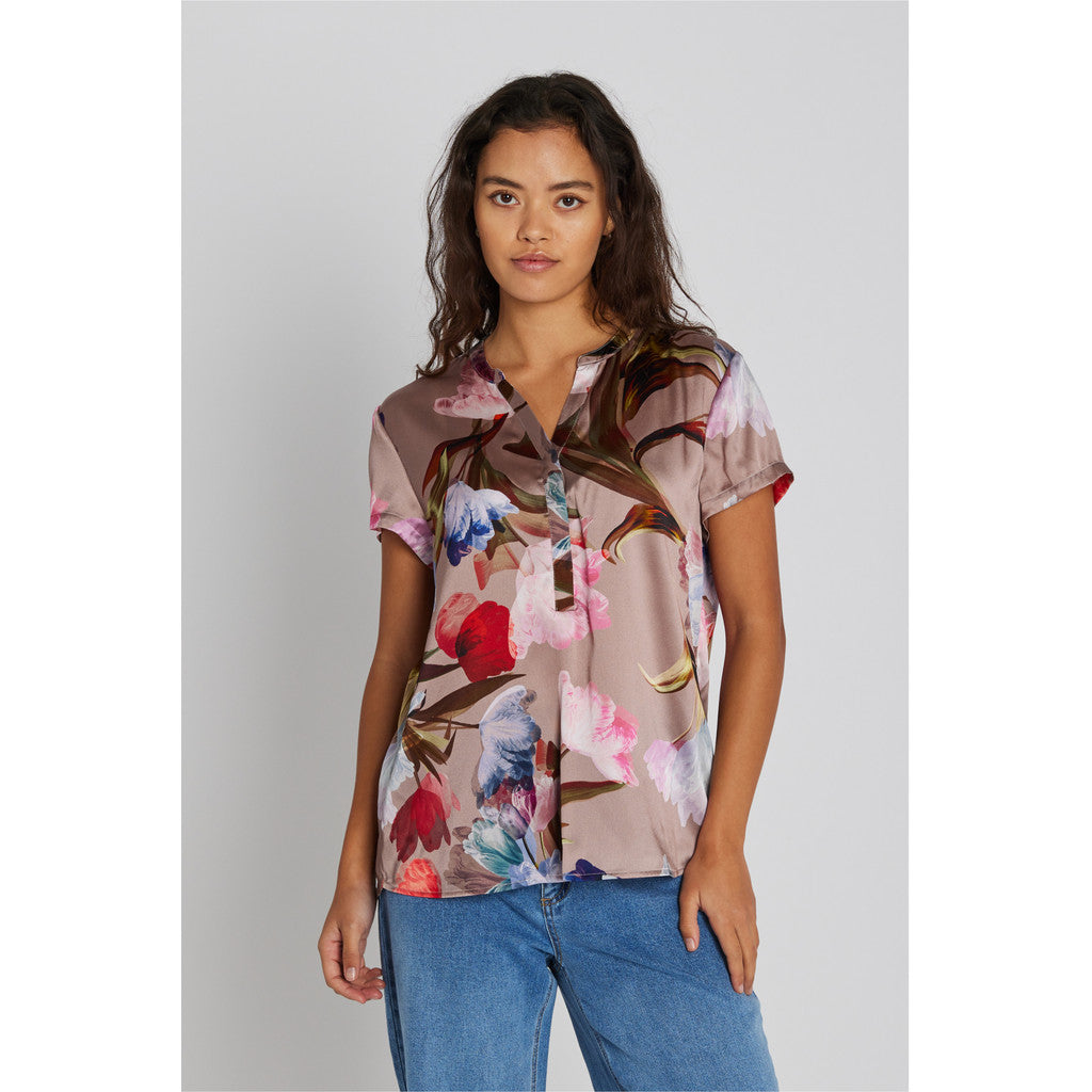 PBO Blaine Top Blomstret Multi Color Rød