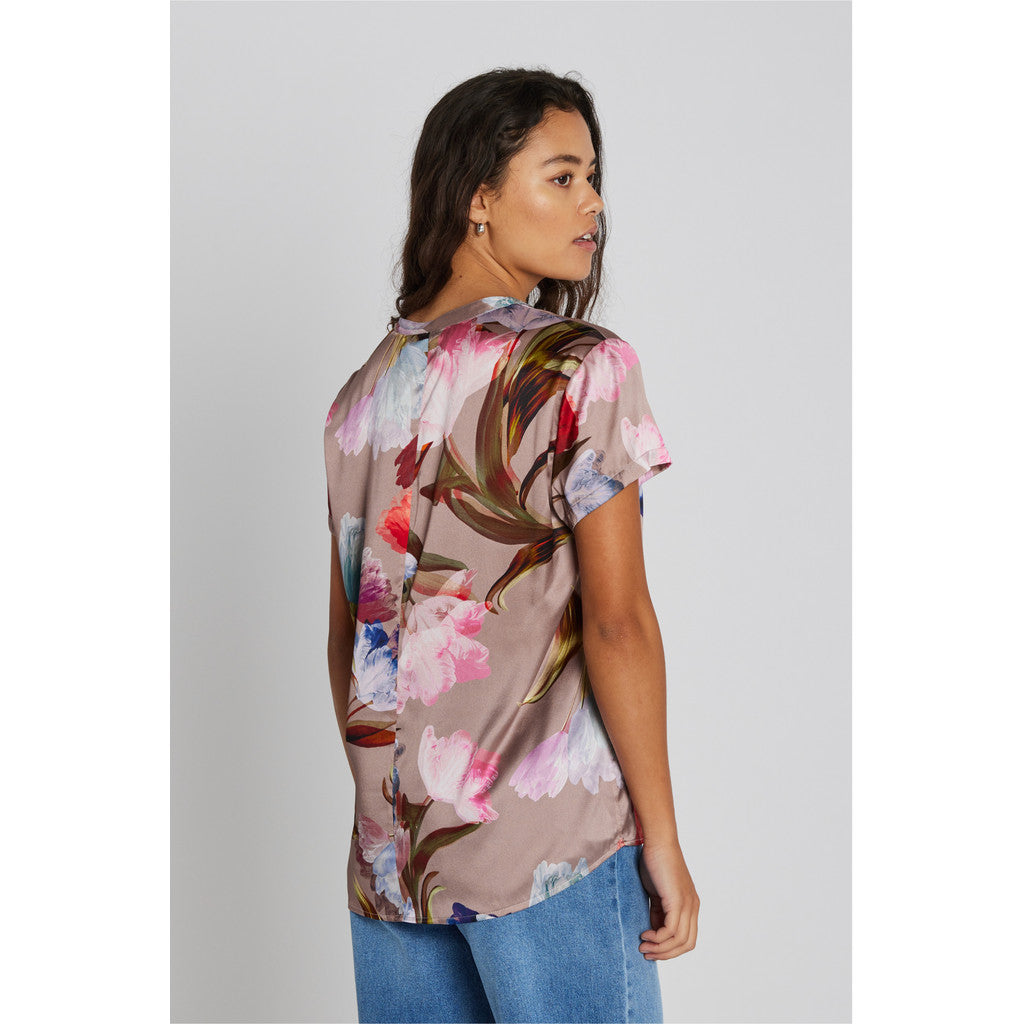 PBO Blaine Top Blomstret Multi Color Rød