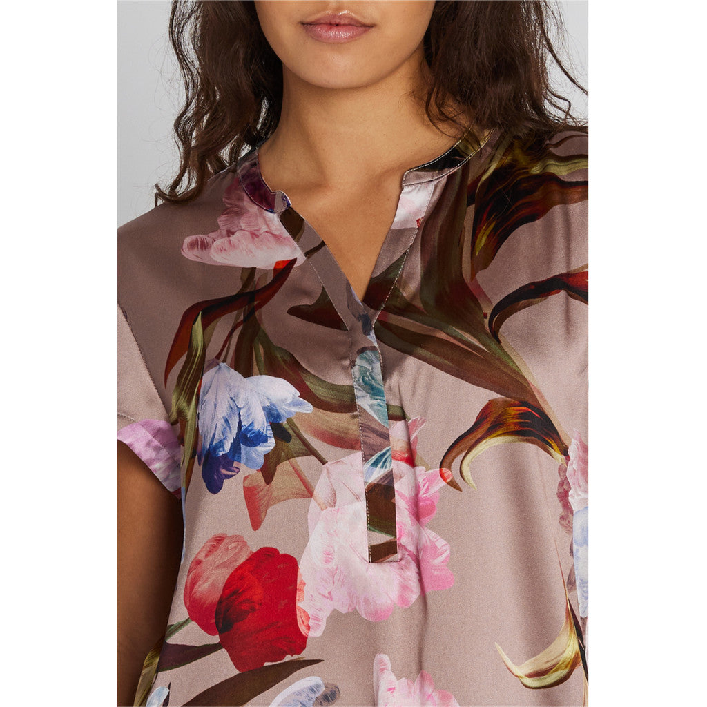 PBO Blaine Top Blomstret Multi Color Rød