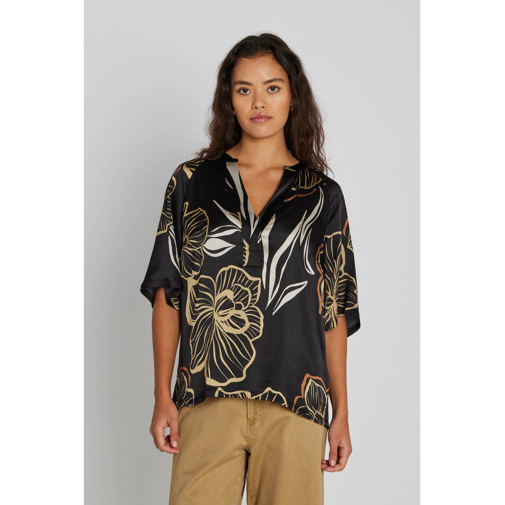 PBO Indana Bluse Silke Print Sort