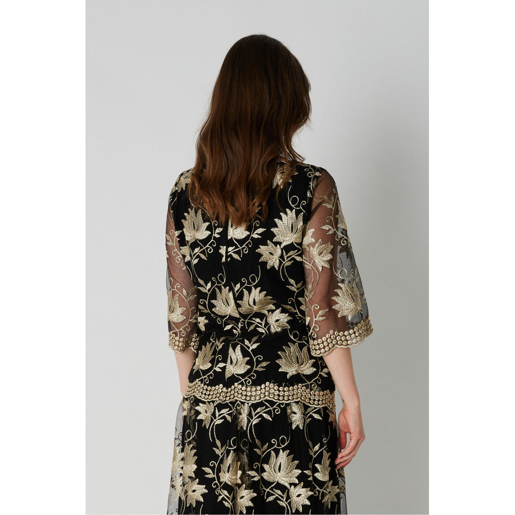 PBO Aila Bluse Blomster Sort