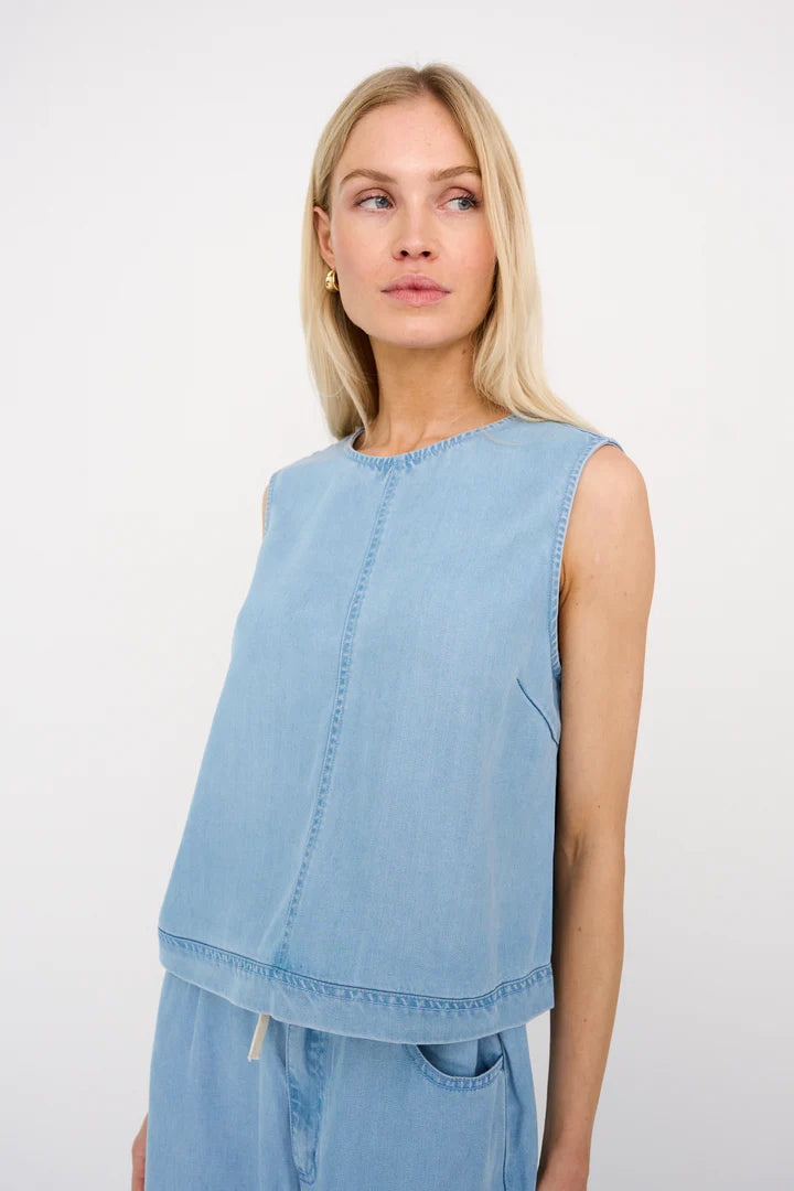 Pieszak PD Drea Top Waves Denim Blå