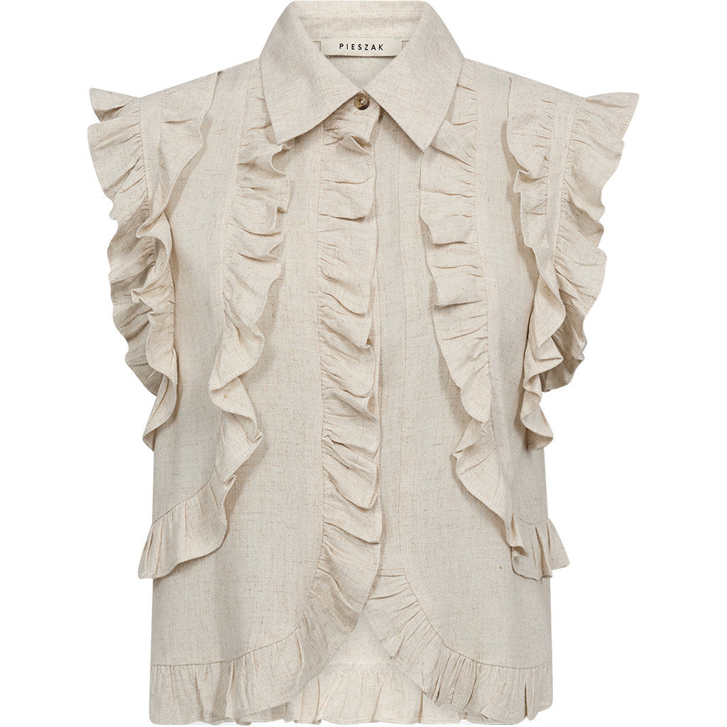 Pieszak PD Miles Flounce Top Oyster Hvid Melange