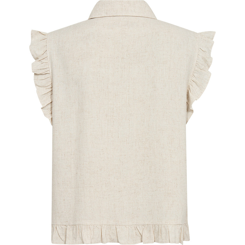 Pieszak PD Miles Flounce Top Oyster Hvid Melange