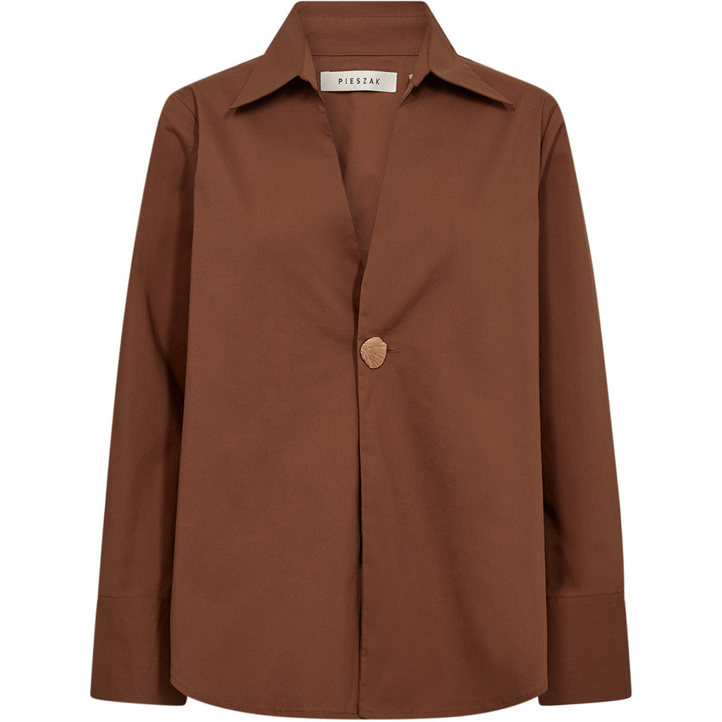 Pieszak PD Tulip Poplin Skjorte Button Toffee Brun