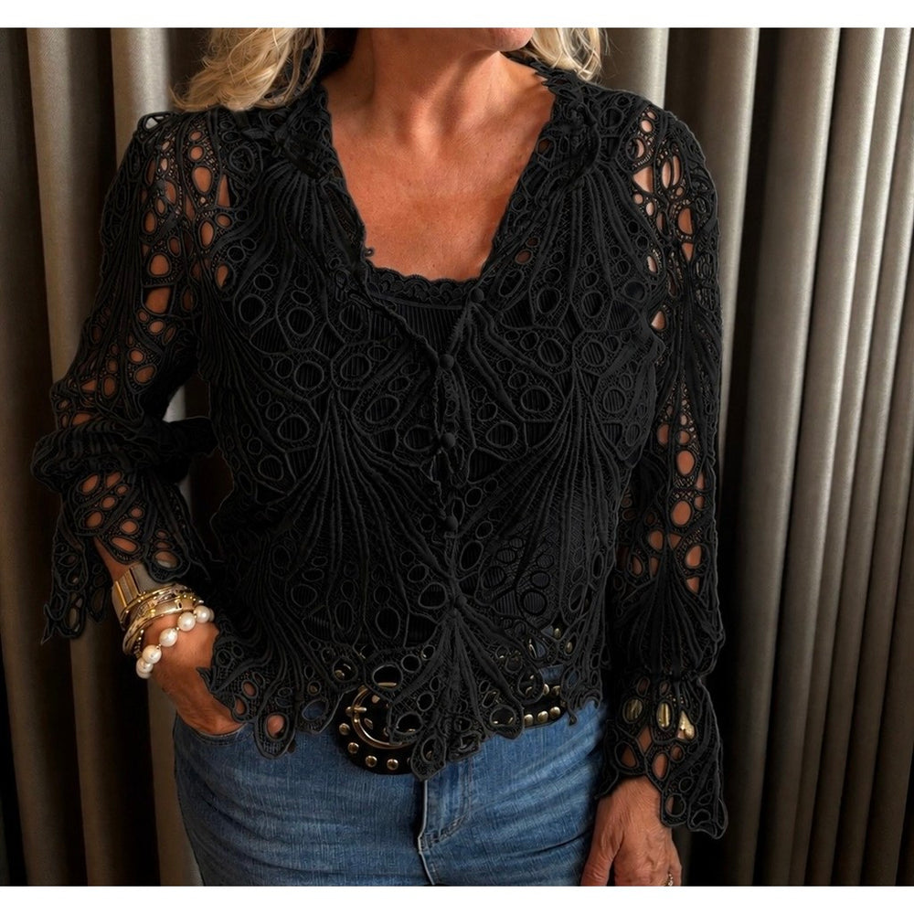 Tim & Simonsen Ragna Lace Bluse Sort  Onesize