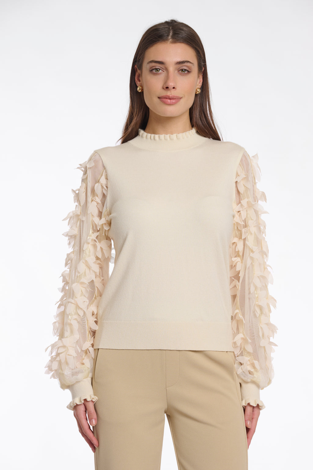 RINO & PELLE Romi Strikket Pullover Long Sleeves Birch Creme