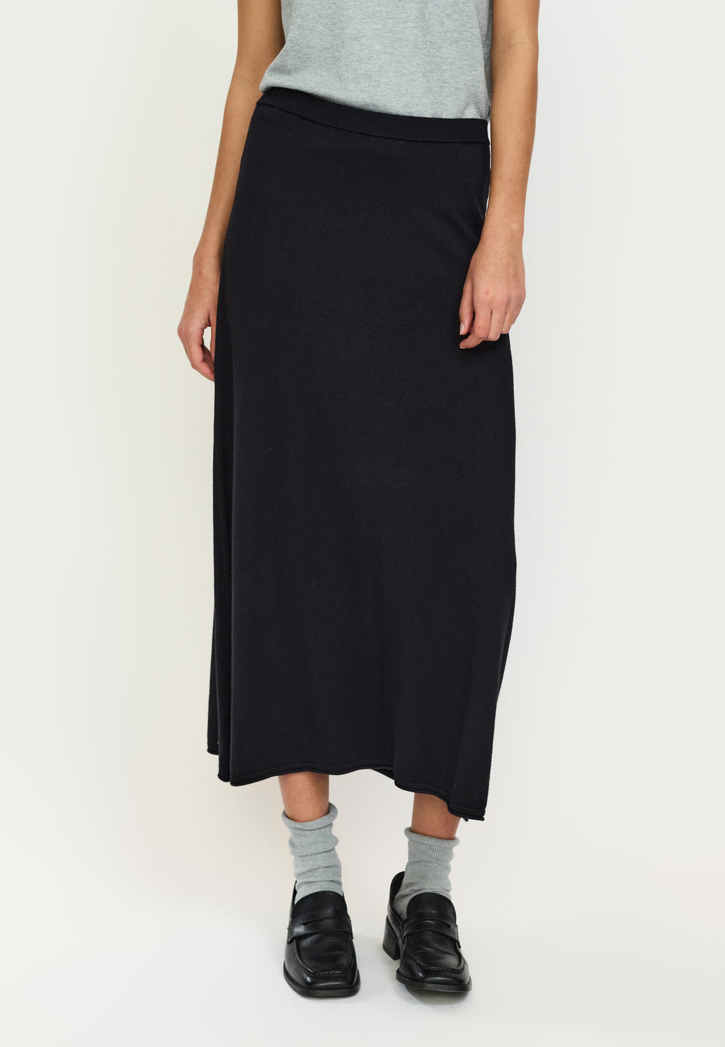 Soft Rebels Marla Midi Strik Nederdel Sort