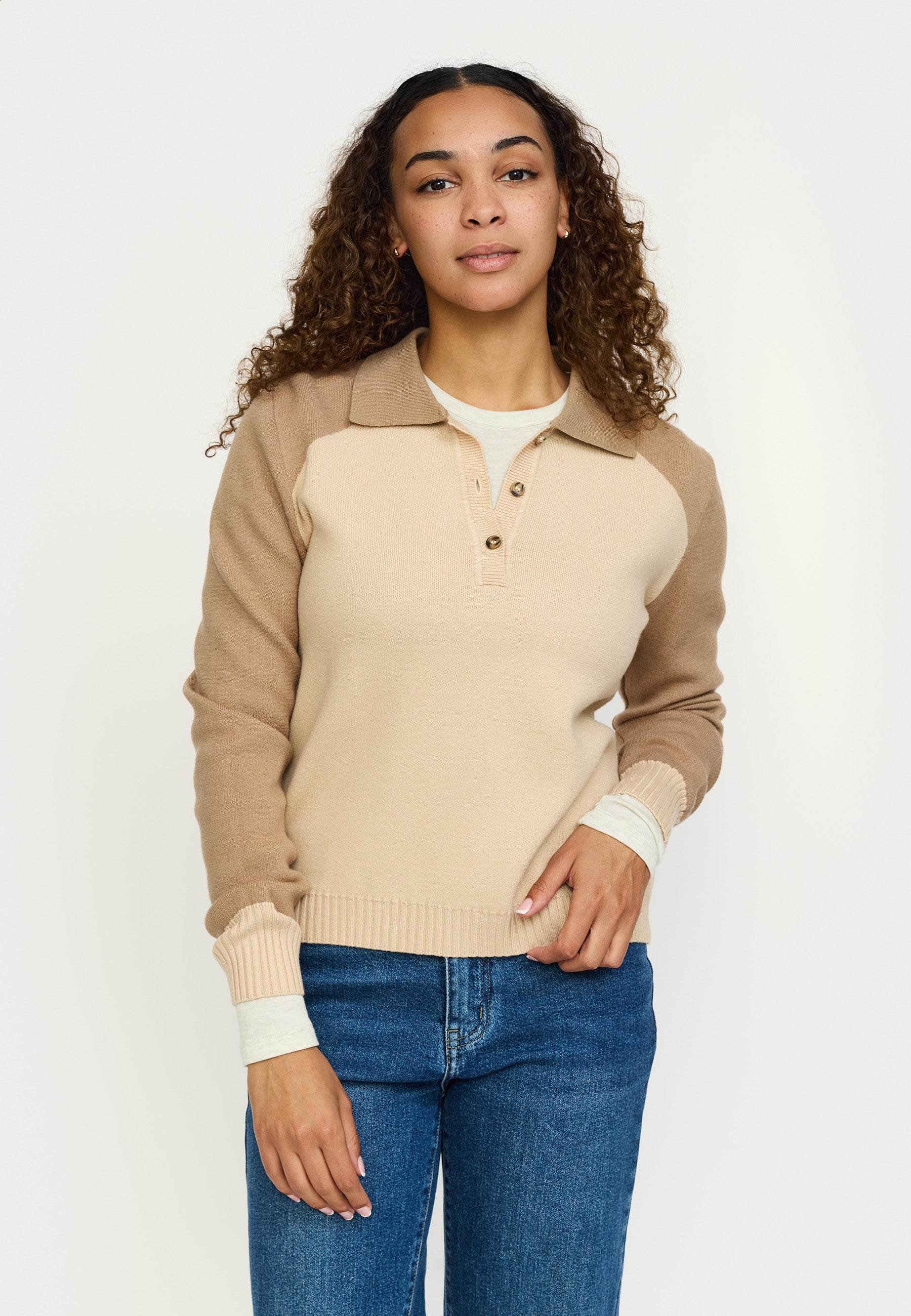 Soft Rebels Elanore Polo Strik Cartouche Sand Brun