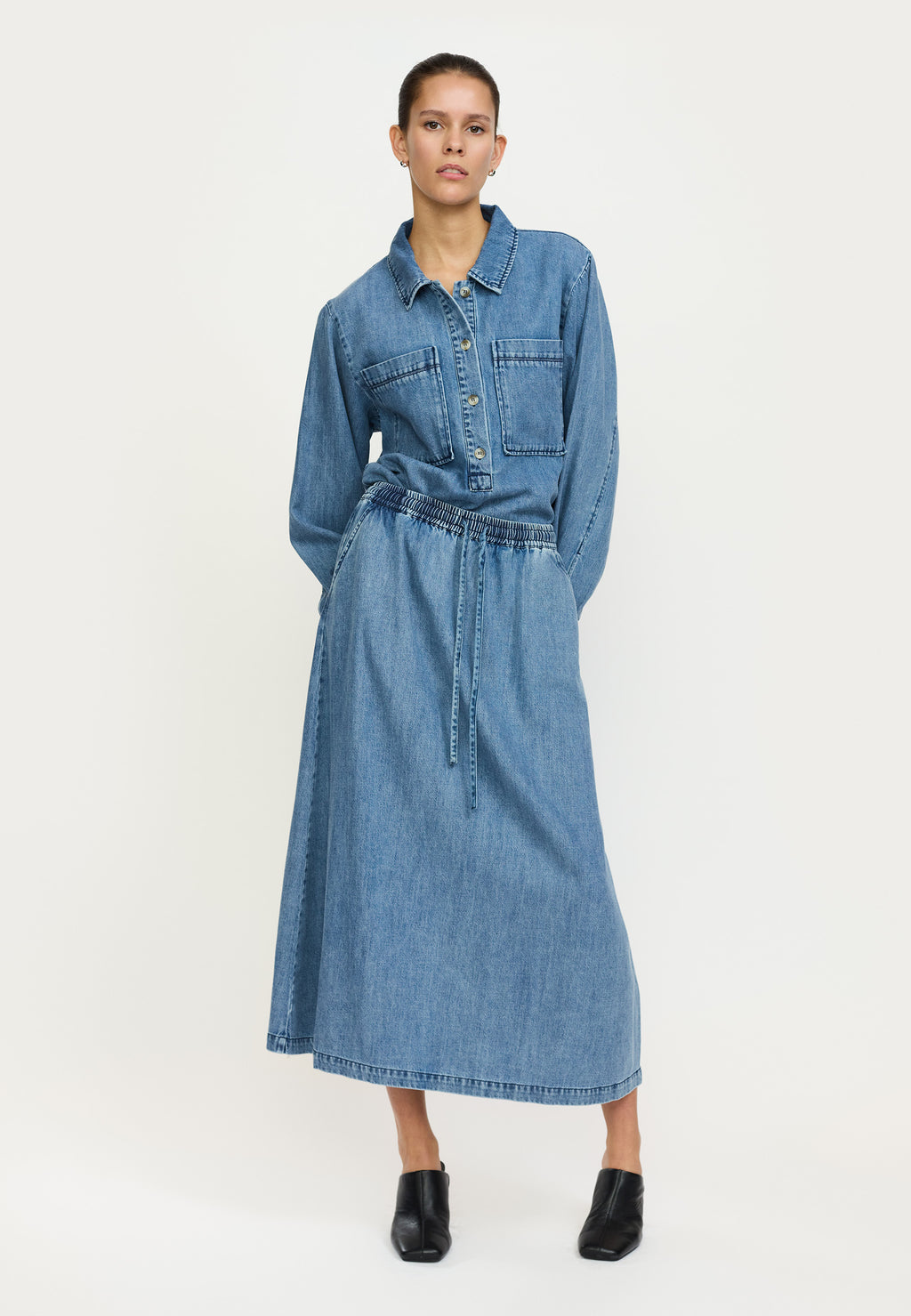 Soft Rebels Keira Bluse Denim Dark Blå