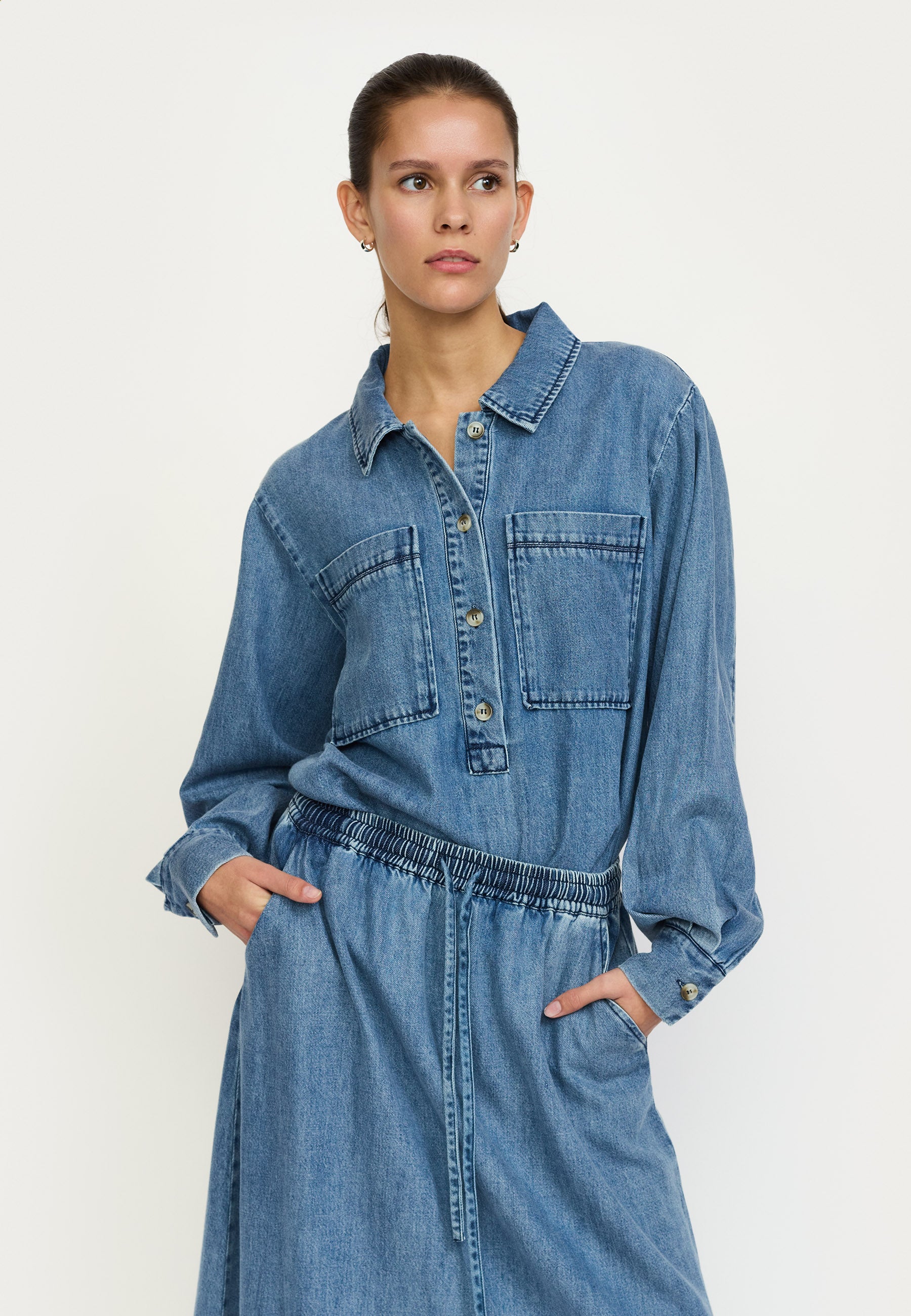 Soft Rebels Keira Bluse Denim Dark Blå