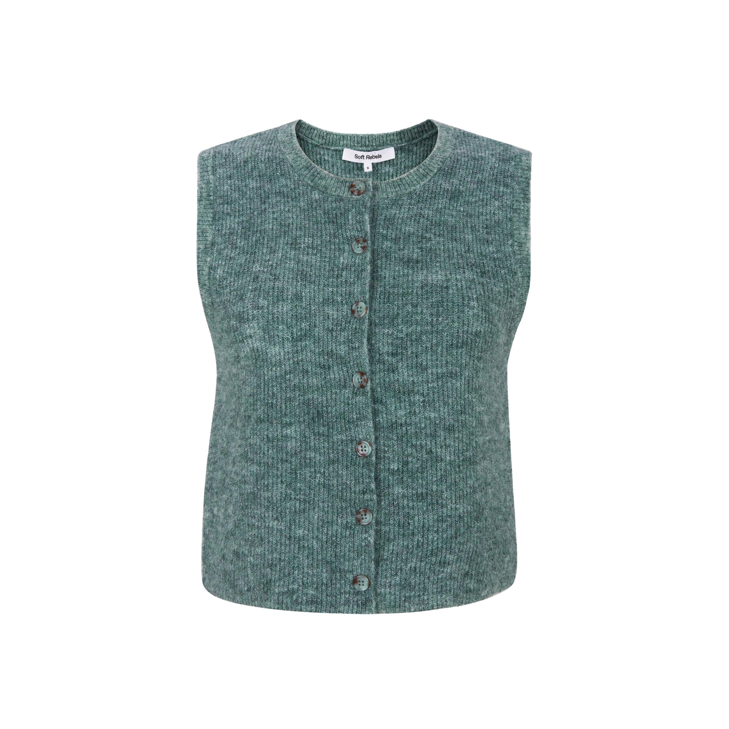 Soft Rebels Alliy Strik Vest Abyss Grøn