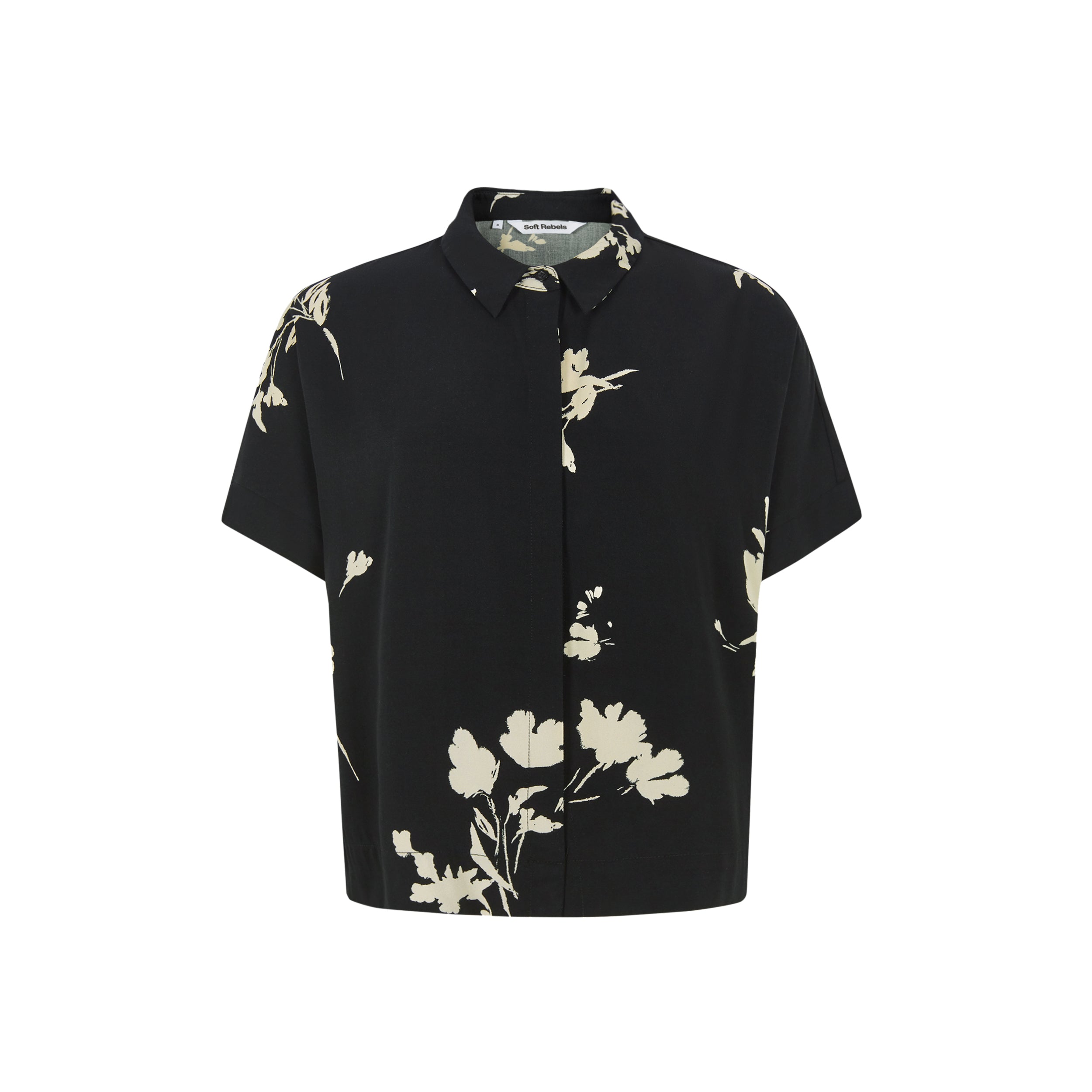 Soft Rebels Melinda Freedom Skjorte Kortærmet Blomstret Silent Print Sort