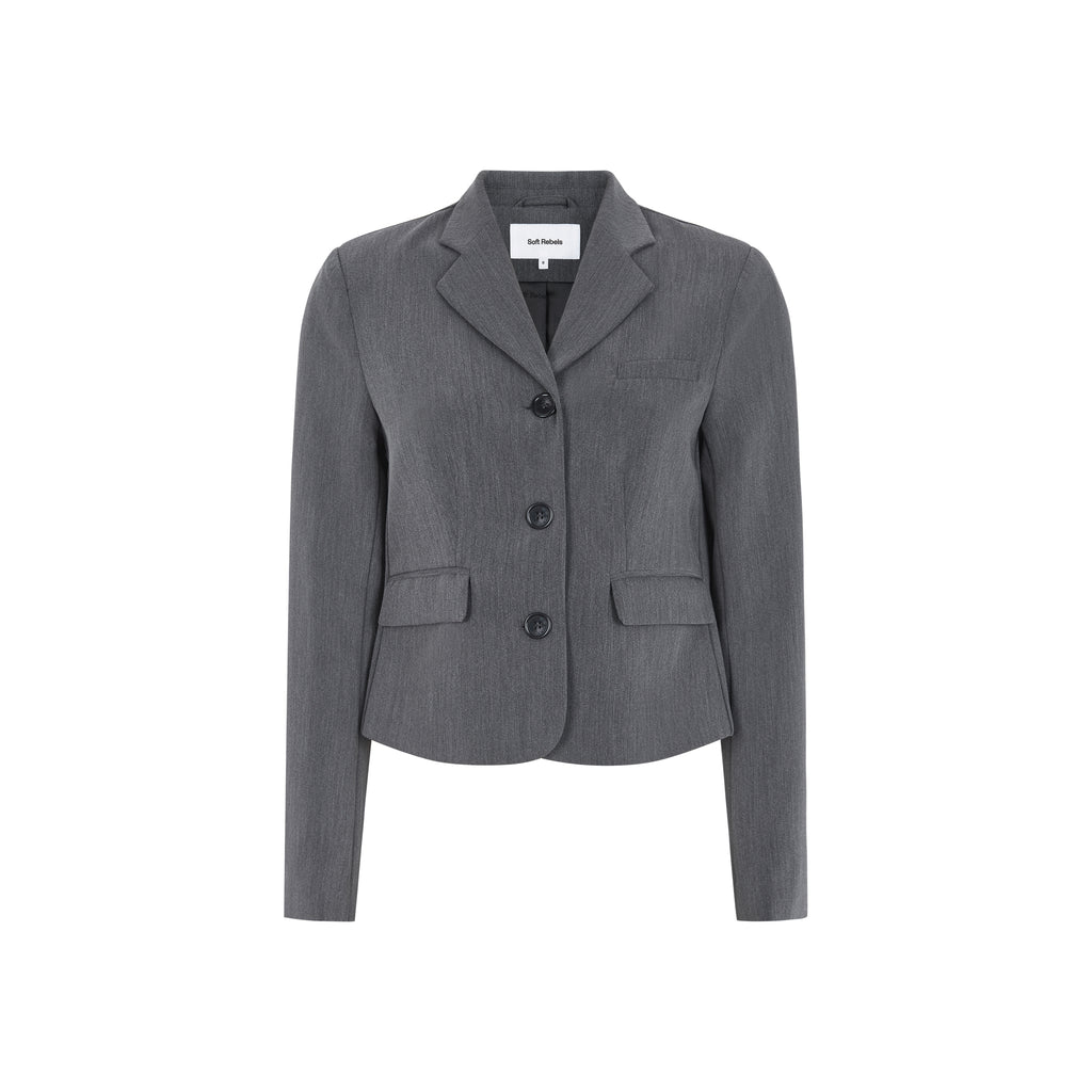 Soft Rebels Ester Blazer Charcoal Melange Grå
