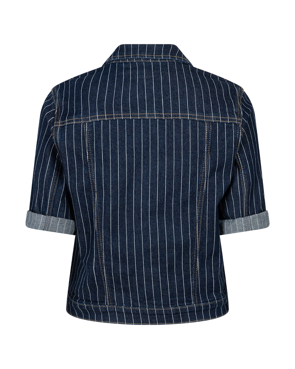 Red Button Jackie Skjorte Short Sleeve Pinstripe Denim Rinse Blå