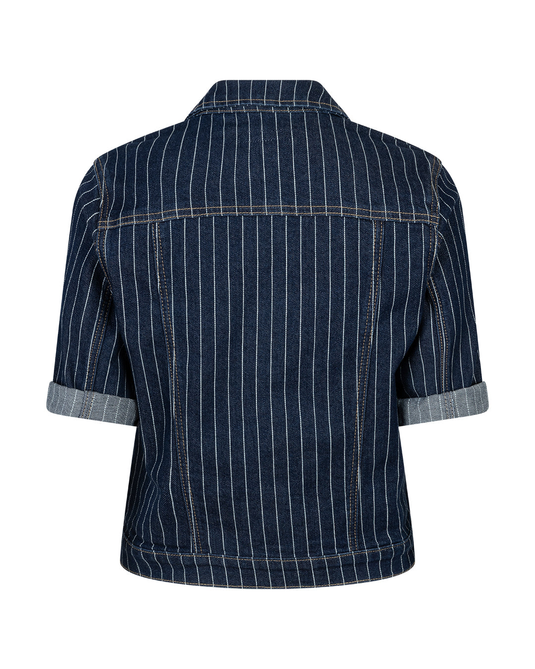 Red Button Jackie Skjorte Short Sleeve Pinstripe Denim Rinse Blå
