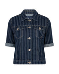 Red Button Jackie Skjorte Short Sleeve Pinstripe Denim Rinse Blå