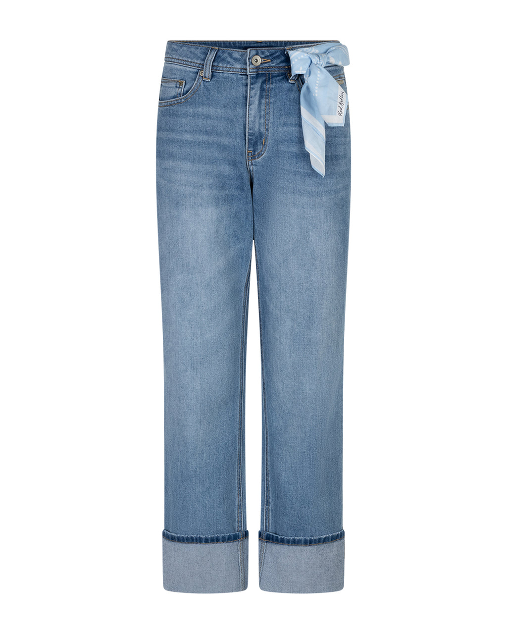 Red Button Kim Jeans High Hem Scarf Stoneused Blå