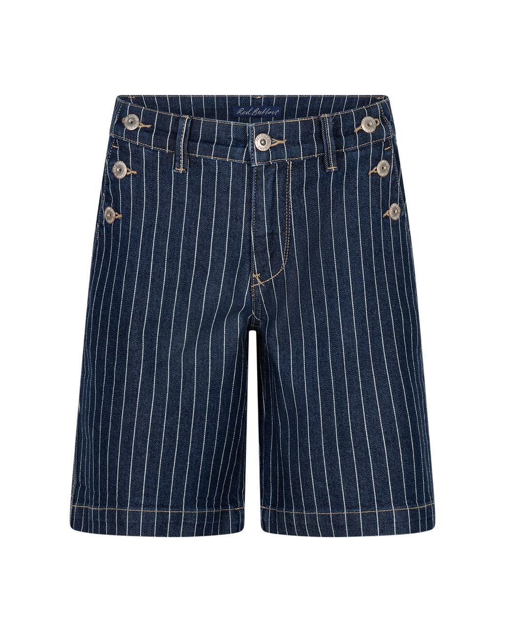 Red Button Bibette Shorts Buttons Denim Pinstripe Rinse Blå