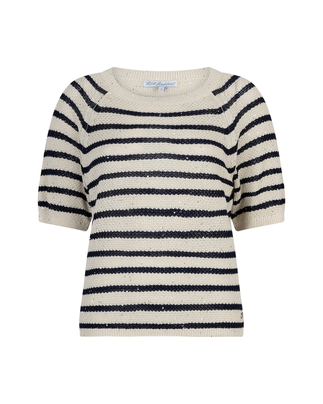 Red Button Sweet Bluse Stribet Sequins Pearl Dark Blå