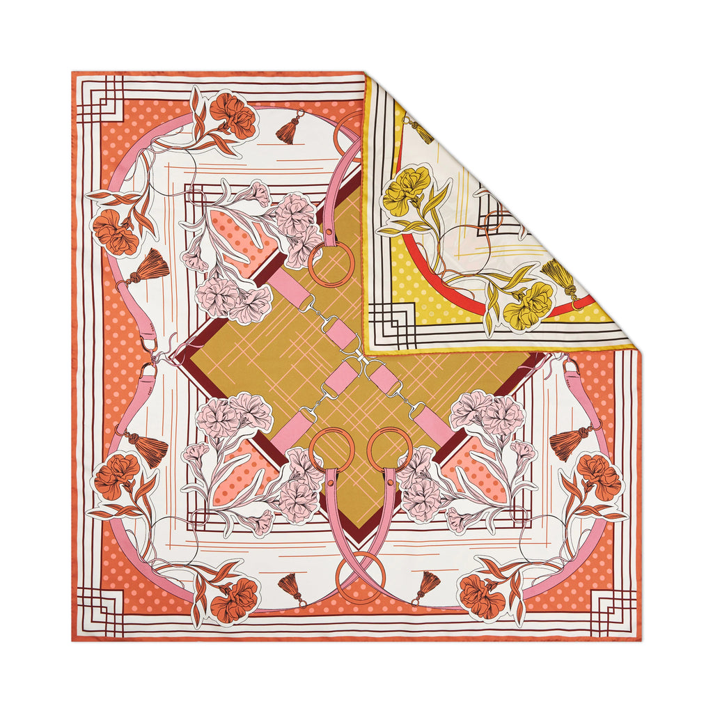 Charlotte Sparre Eleonore Tørklæde 90x90 Rosa Gul
