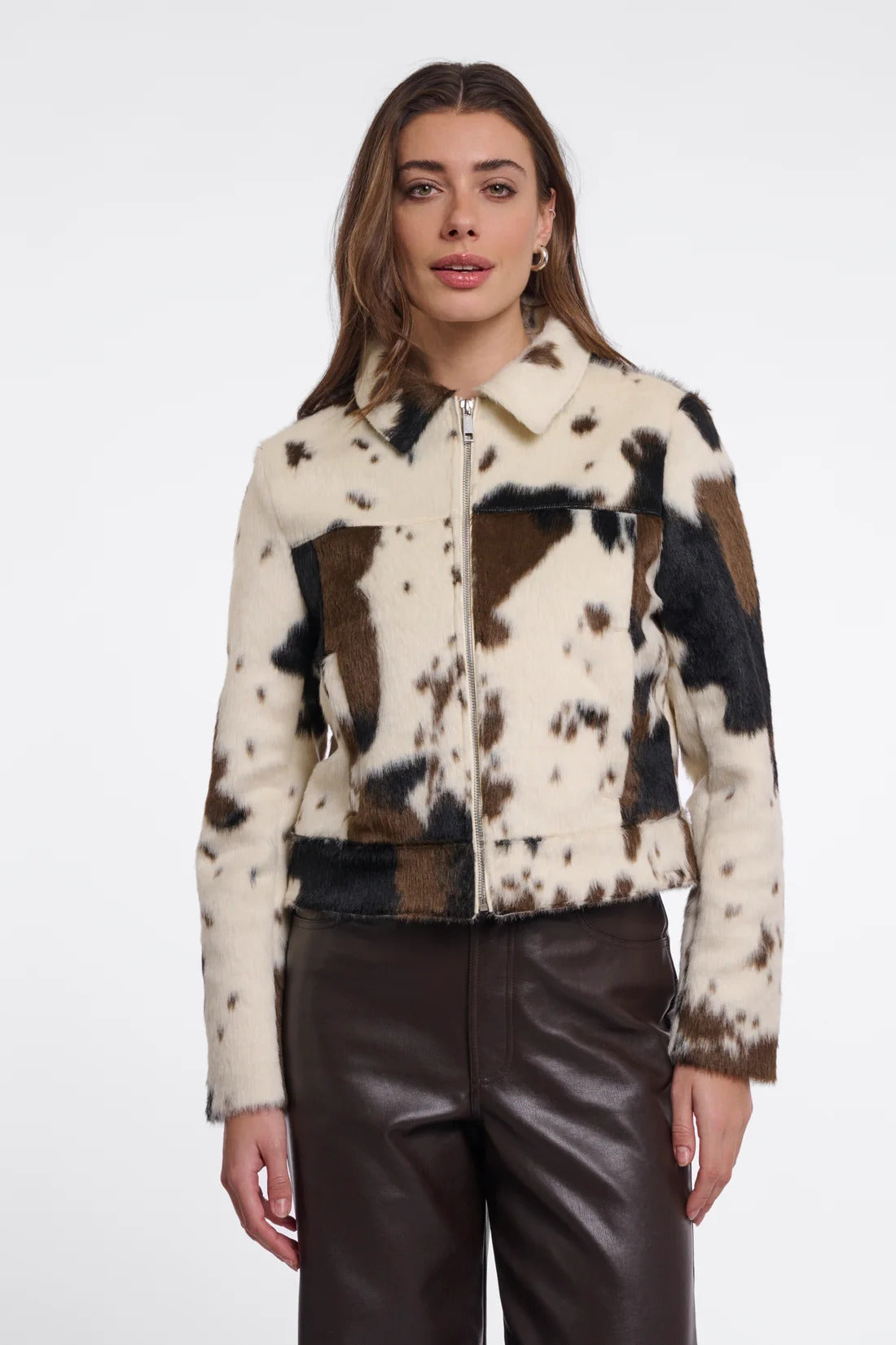 RINO & PELLE Touka Jakke Zip Closure Cow Hvid Brun
