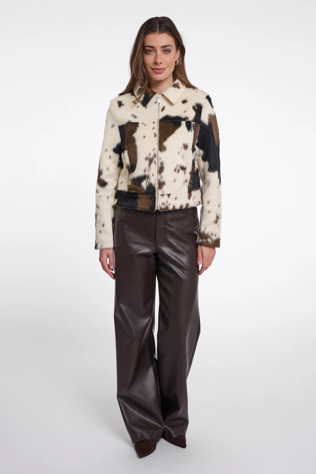 RINO & PELLE Touka Jakke Zip Closure Cow Hvid Brun