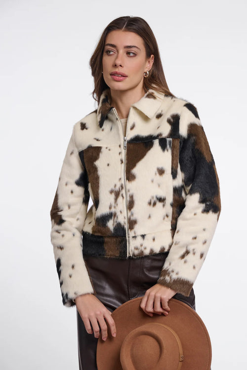 RINO & PELLE Touka Jakke Zip Closure Cow Hvid Brun