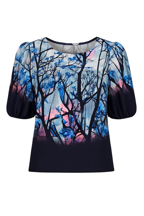 2 Biz Vina Bluse Leave Navy