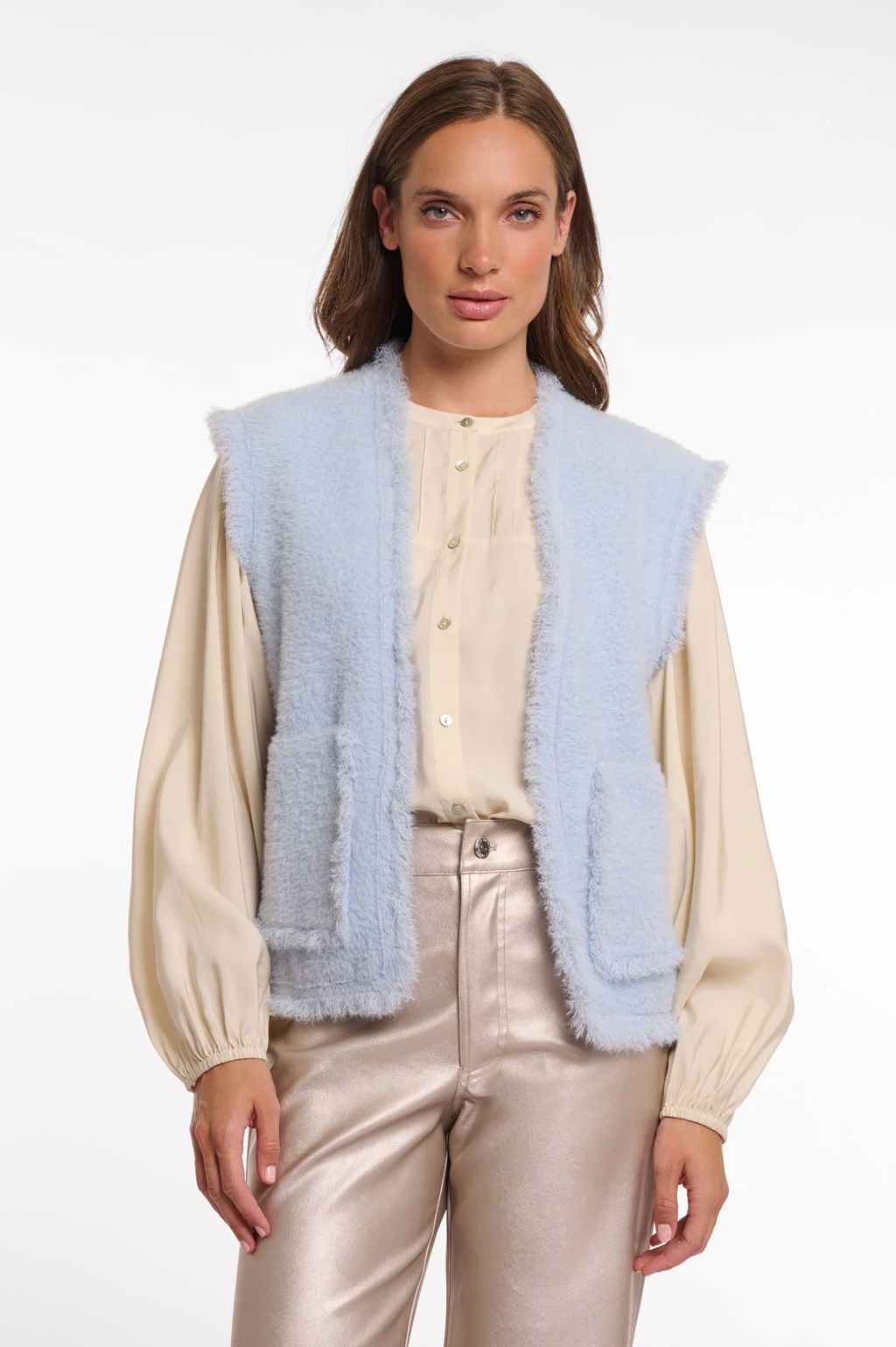 RINO & PELLE Vita Vest Fringe Lys Blå