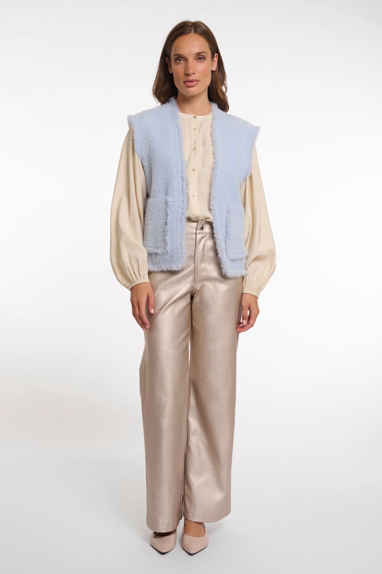 RINO & PELLE Vita Vest Fringe Lys Blå