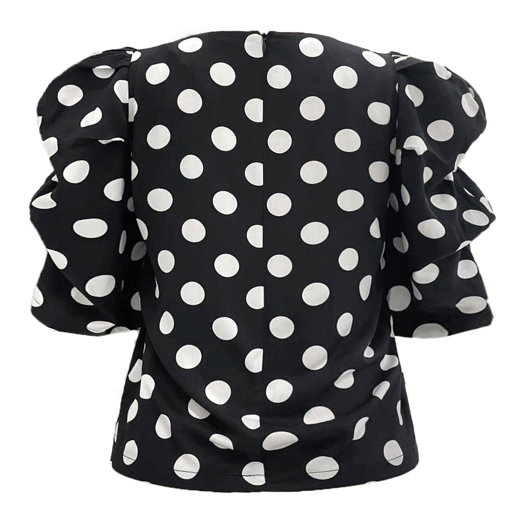 Liberte Winnie Bluse Store Prikker Sort Hvid