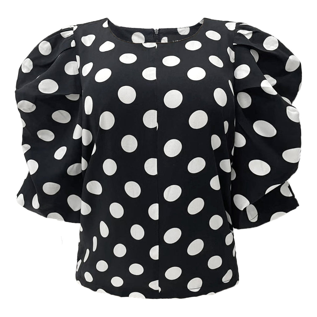 Liberte Winnie Bluse Store Prikker Sort Hvid