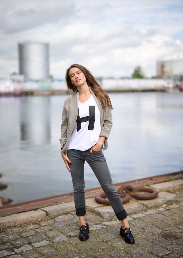 HSCPH Bluse V-Hals H Print Hvid