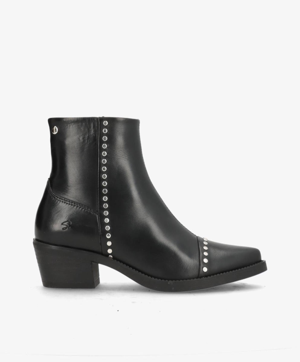 ShoeDesign CARMINA Western Støvle Læder Sort Sølv