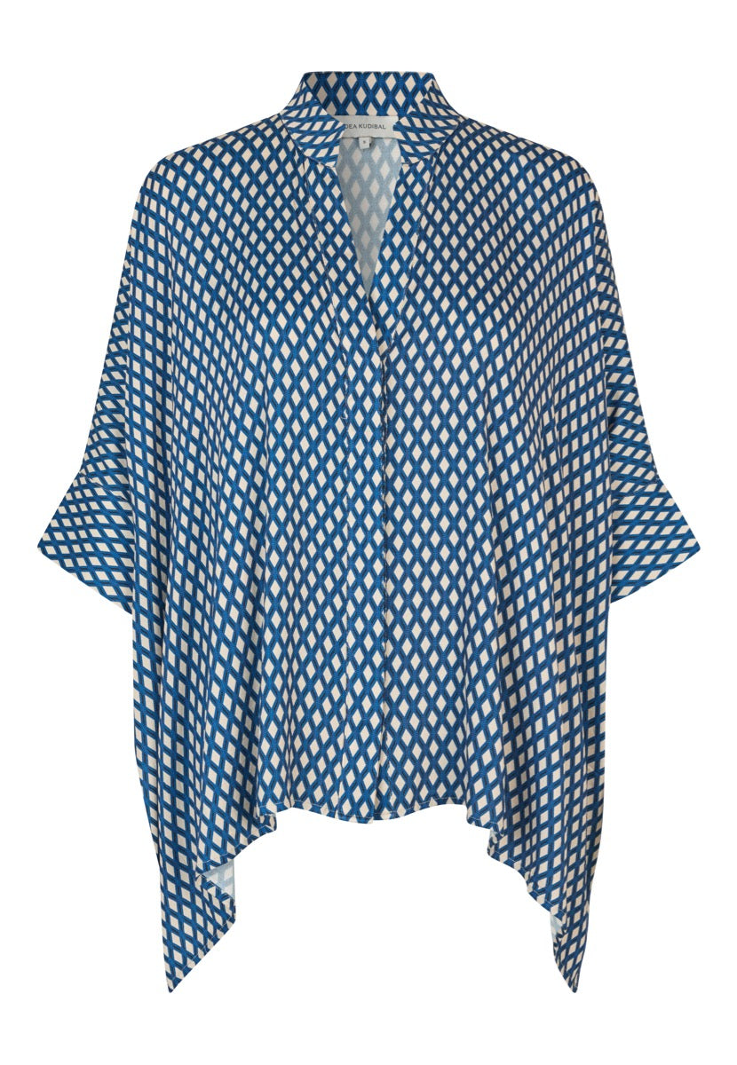 Dea Kudibal MANDY Bluse w Stand Collar Amaka Blå