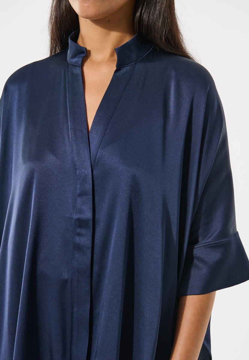 Dea Kudibal MANDY Bluse w Stand Collar Optical Blå