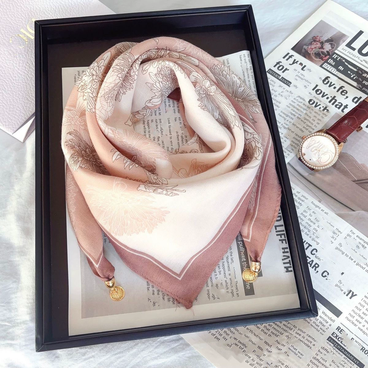 Löwenstein Tørklæde Magnet Lukning FLOWER Beige Rosa