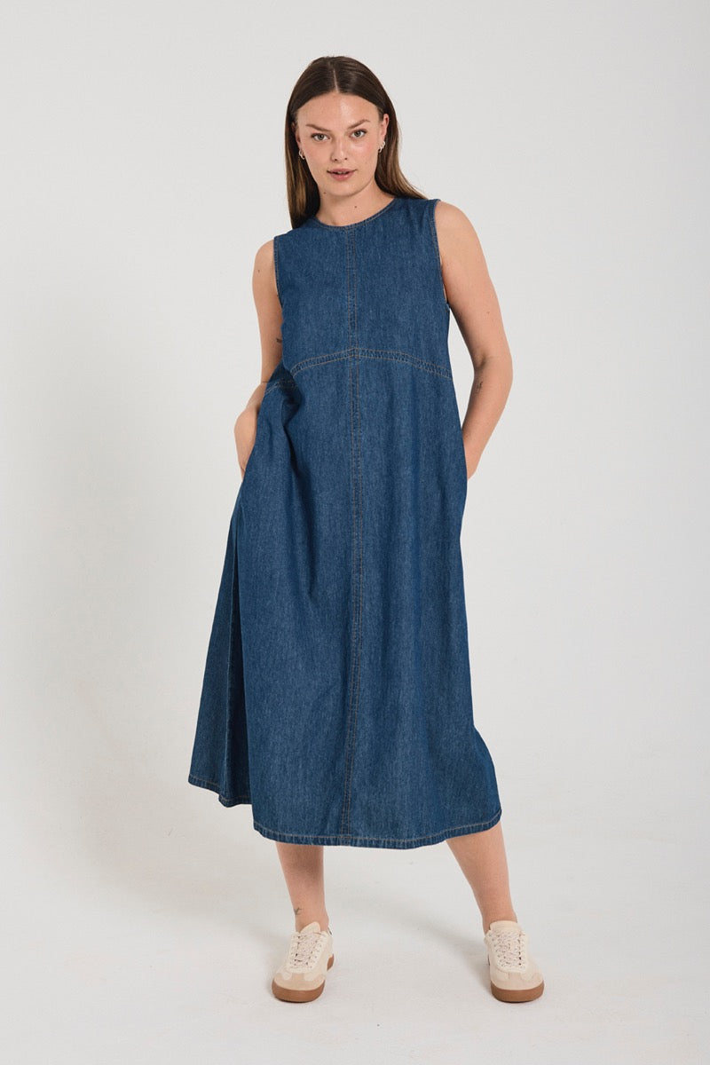 Freequent Lisea Kjole Denim Medium Blå
