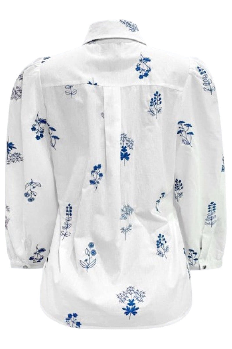 Liberte Flora Bluse Kortærmet Flower Hvid Blå