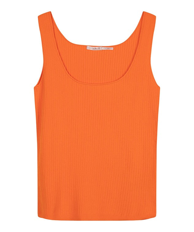 ESQUALO Top R Neck Rib Lagoon Orange