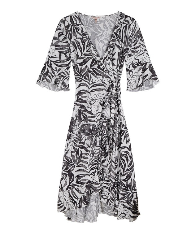 ESQUALO Kjole Wrap Aloha Print Hvid Grå