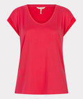 ESQUALO T Shirt Turn Up Sleeve Modal Magenta