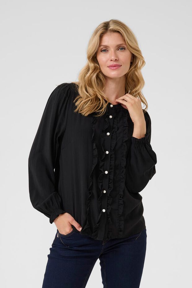 Cream Suki Bluse Langærmet Pitch Sort