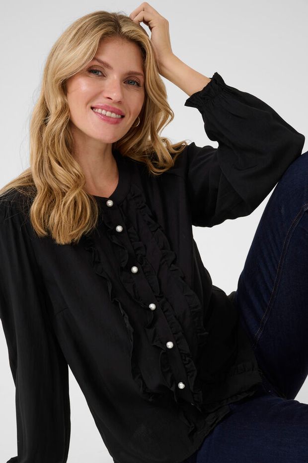 Cream Suki Bluse Langærmet Pitch Sort