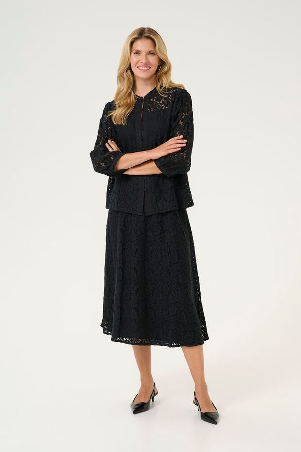 Cream Kaspis Lace Skjorte Pitch Sort