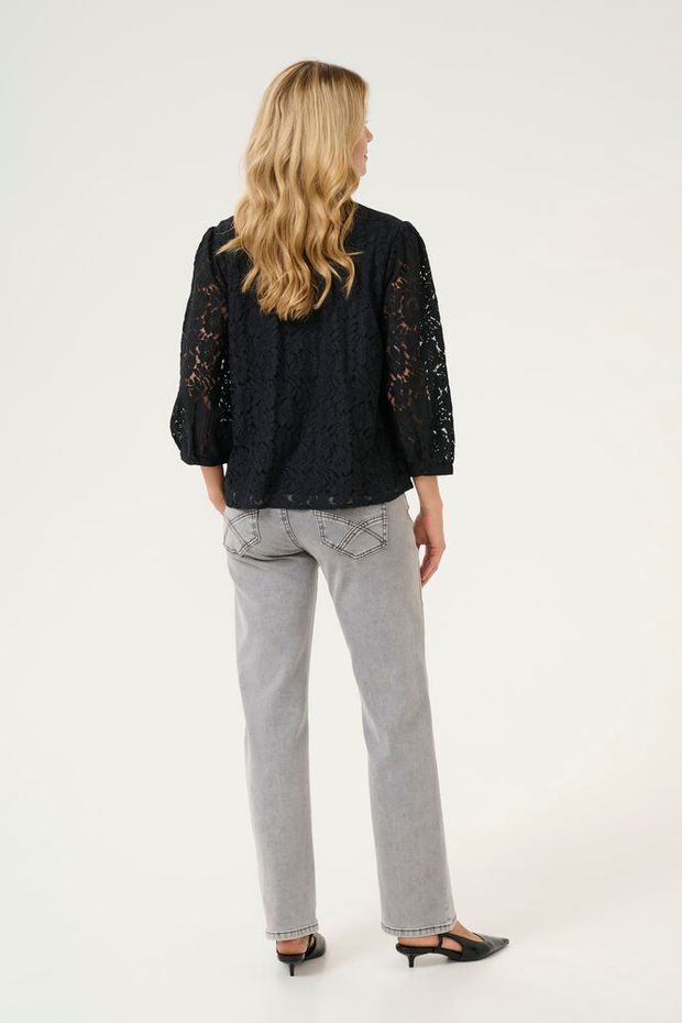 Cream Kaspis Lace Skjorte Pitch Sort