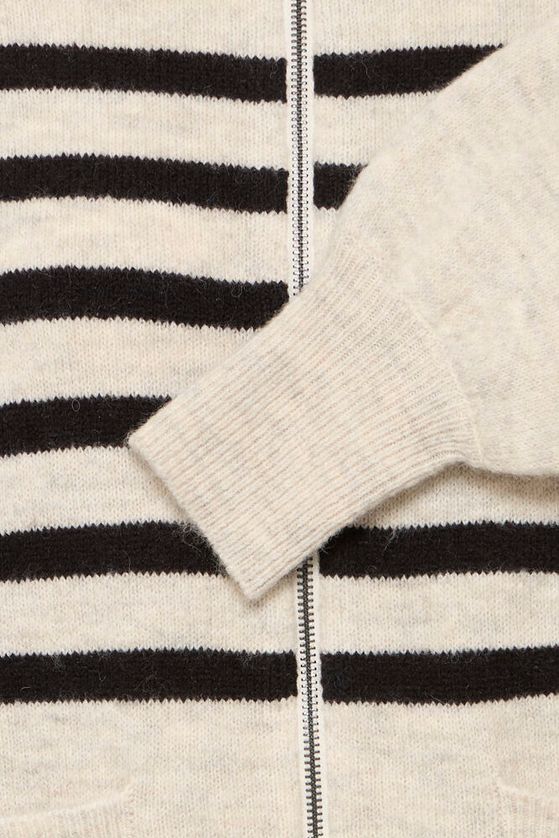 Fransa Elvira Cardigan Stribet Oatmeal Beige